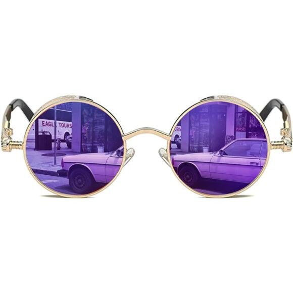 Gothic Steampunk Round Polarized UV400 Protection Sunglasses Unisex